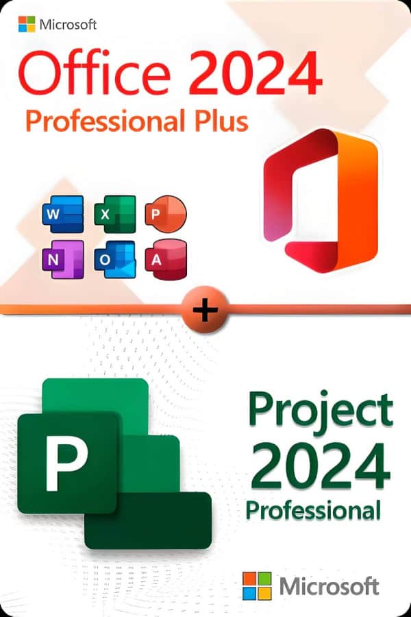 Microsoft Office 2024 Professional Plus + Microsoft Project 2024 Professional License for 3 devices