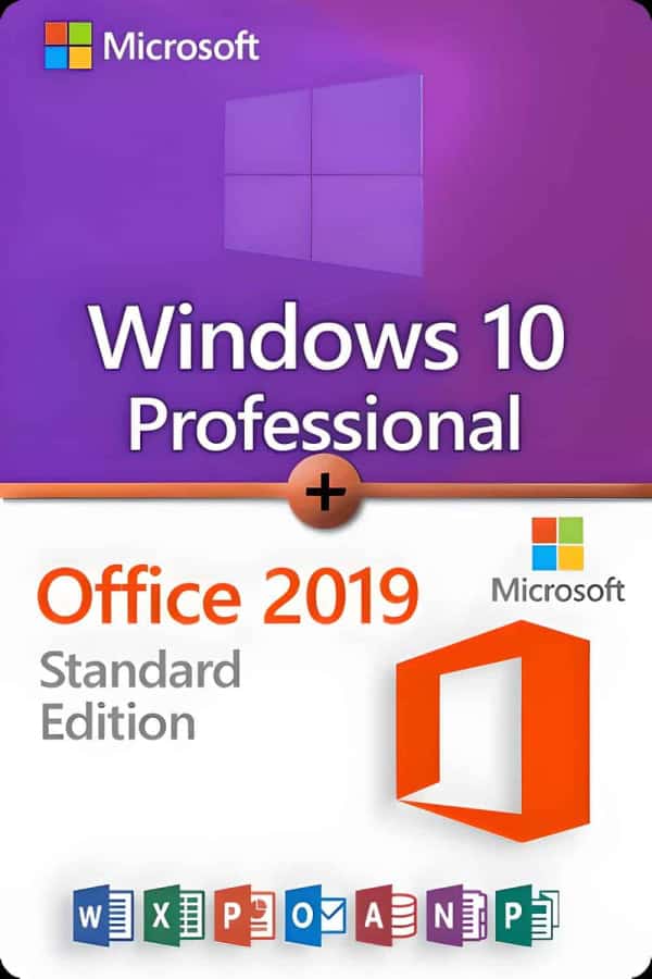 Microsoft Windows 10 Professional + Microsoft Office 2019 Standard License for 3 devices