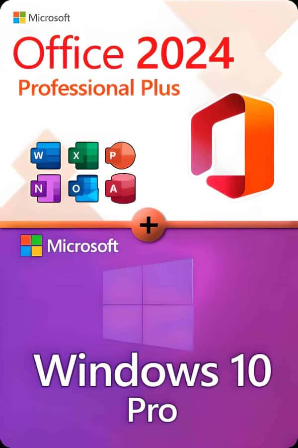 Microsoft Office 2024 Professional Plus + Microsoft Windows 10 Professional License for 3 devices
