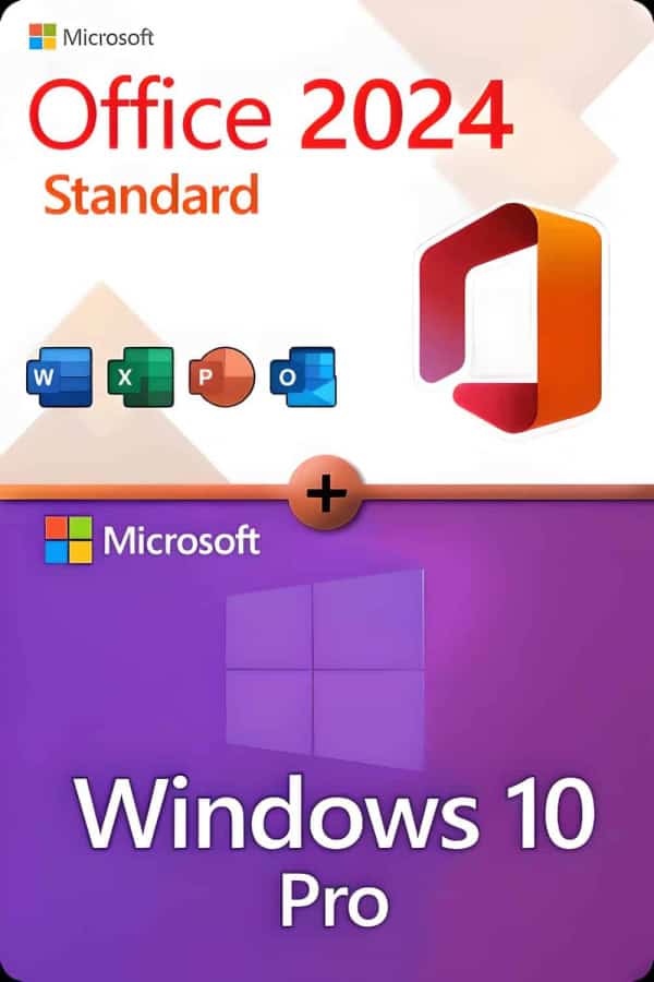Microsoft Office 2024 Standard + Microsoft Windows 10 Professional License for 3 devices
